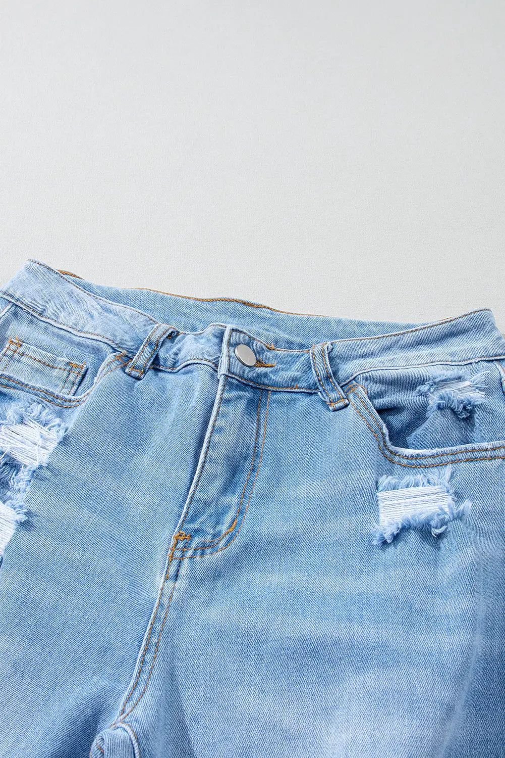 Sky blue heavy destroyed high waist jeans - bottoms