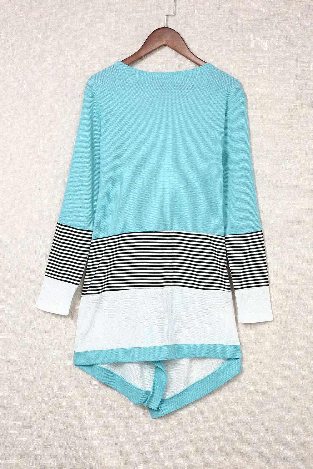 Sky blue loose fit stripe colorblock cardigan - sweaters & cardigans