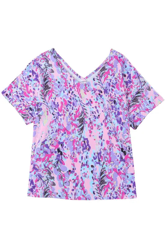 Sky blue loose painted floral tee | fashionfitz