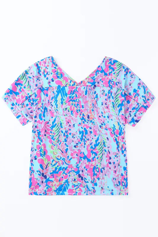 Sky blue loose painted floral tee | fashionfitz