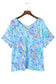 Sky blue loose painted floral tee | fashionfitz