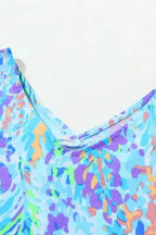 Sky Blue Loose Painted Floral Tee - Fashionfitz