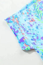 Sky Blue Loose Painted Floral Tee - Fashionfitz