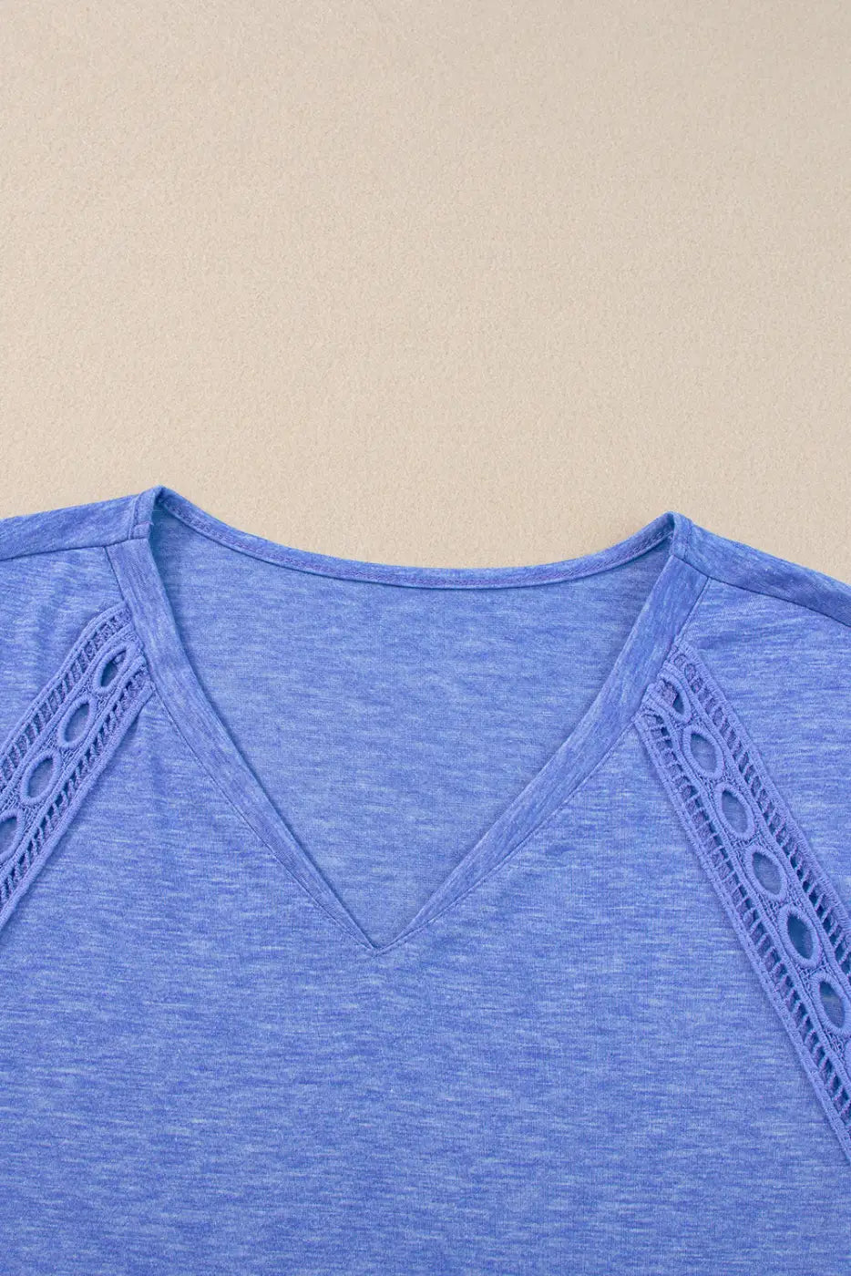 Sky blue oversized tee - crochet lace detail - tops & tees