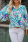 Sky blue paisley print 3/4 lantern sleeve shirt - tops