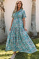 Sky Blue Paisley Print Boho Holiday Ruffle Tiered Maxi Dress - Fashionfitz
