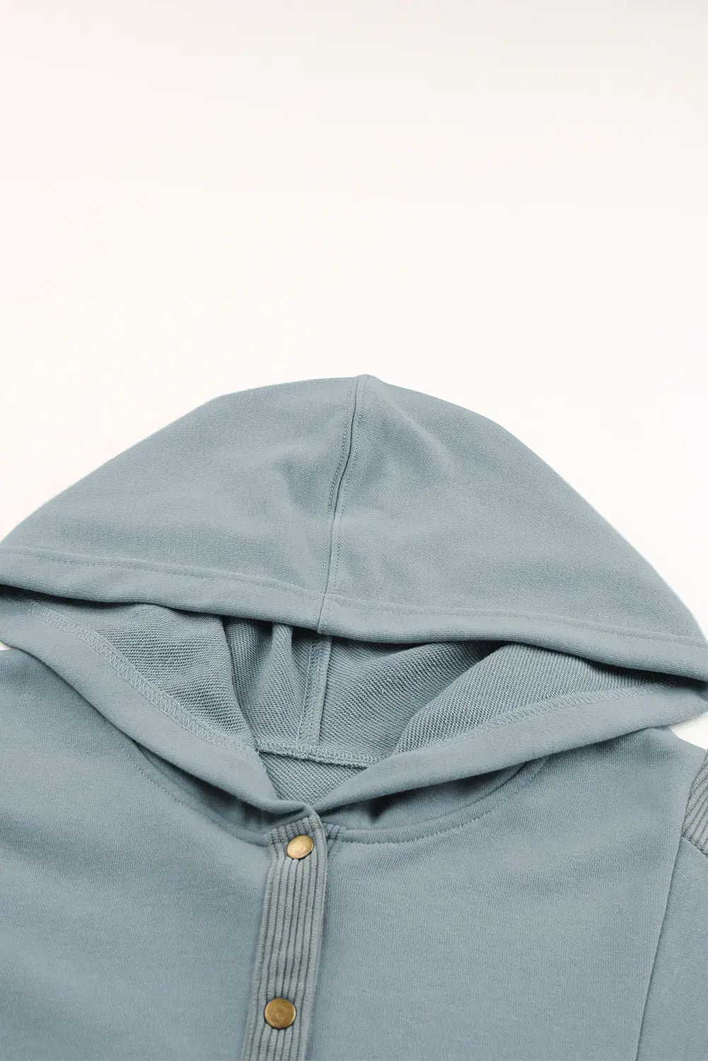 Sky blue patchwork side pockets oversized henley hoodie - sweatshirts & hoodies