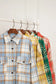 Jackets sky blue plaid flap pocket long sleeve shacket