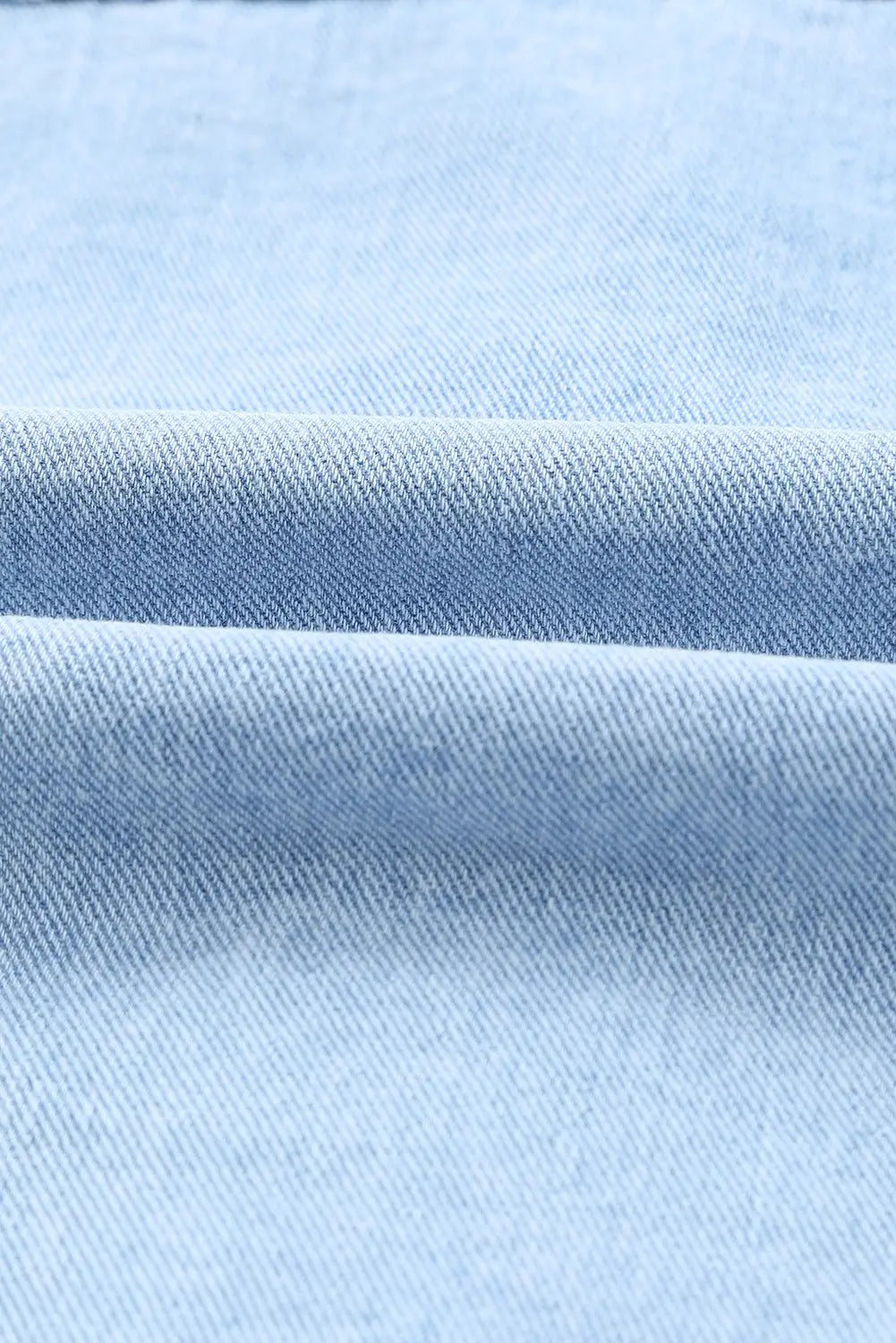 Sky blue plaid patchwork fringed flap pockets denim jacket -