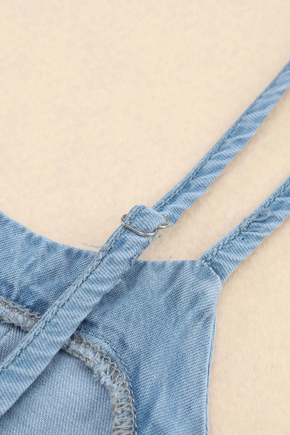 Sky blue pleated buttons denim tank top - tops