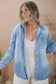 Sky Blue Plus Size Chest Pocket Button-Up Denim Shacket - Fashionfitz