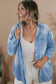 Sky Blue Plus Size Chest Pocket Button-Up Denim Shacket - Fashionfitz