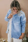 Sky Blue Plus Size Chest Pocket Button-Up Denim Shacket - Fashionfitz