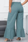 Sky blue plus size high waist ruffle patchwork wide leg pants