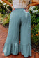 Sky blue plus size high waist ruffle patchwork wide leg pants