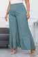 Sky blue plus size high waist ruffle patchwork wide leg pants