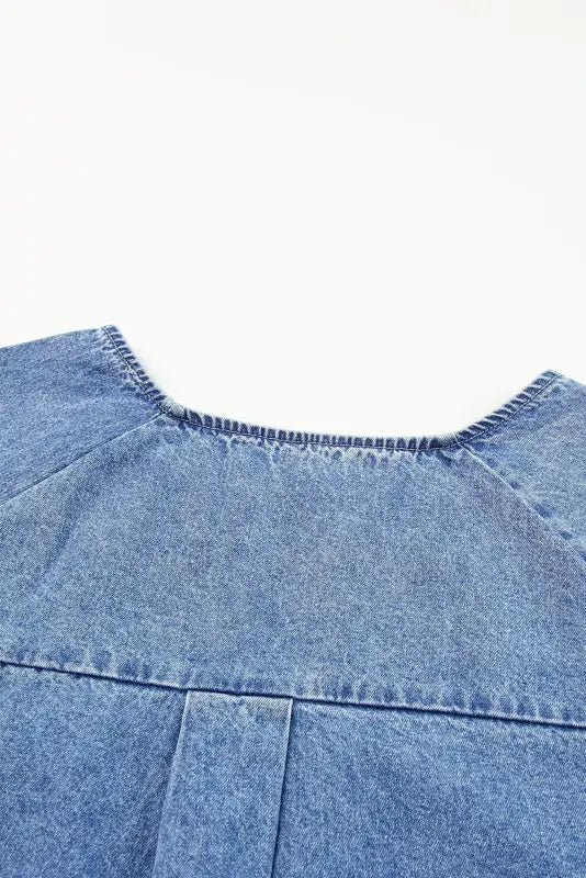 Sky blue raw edge denim top - t-shirts