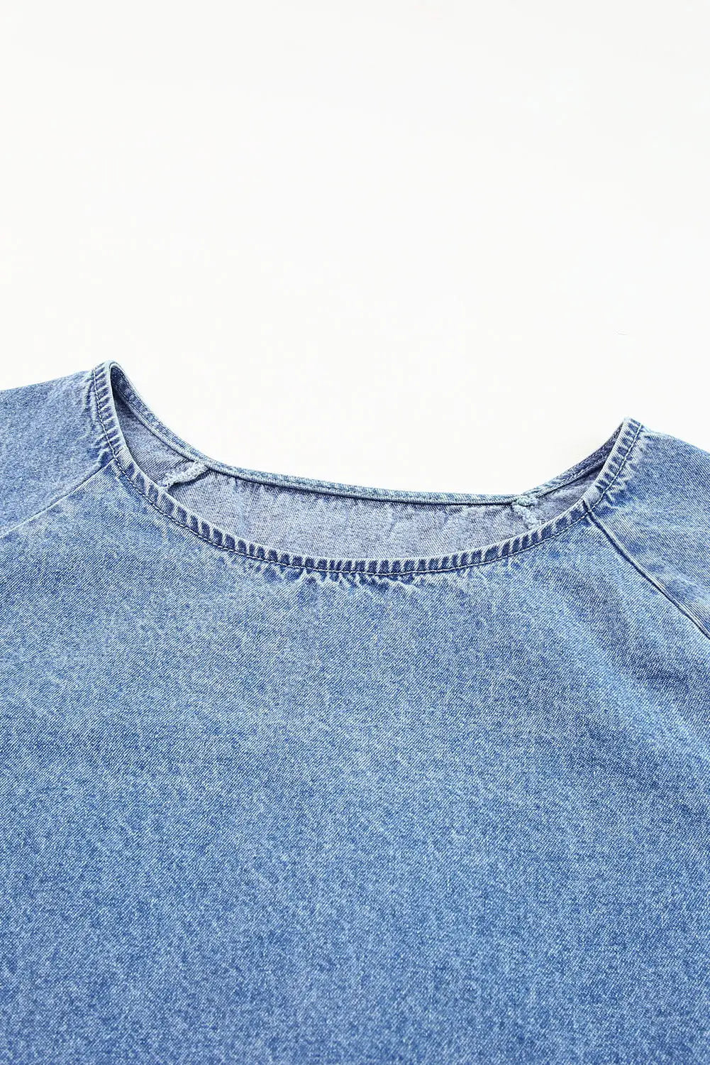 Sky blue raw edge denim top - t-shirts