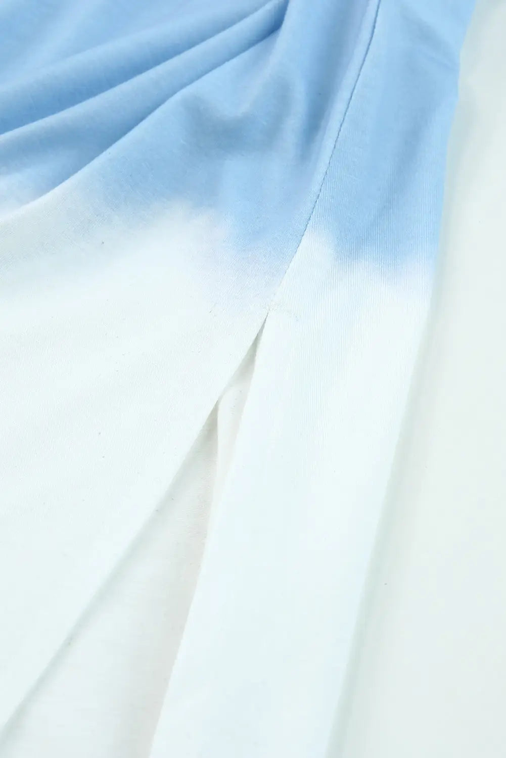 Sky blue spaghetti strap tie dye slit maxi dress - dresses