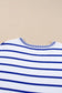 Sky blue stripe t-shirt with round neckline, relax in style with knitted bat sleeve