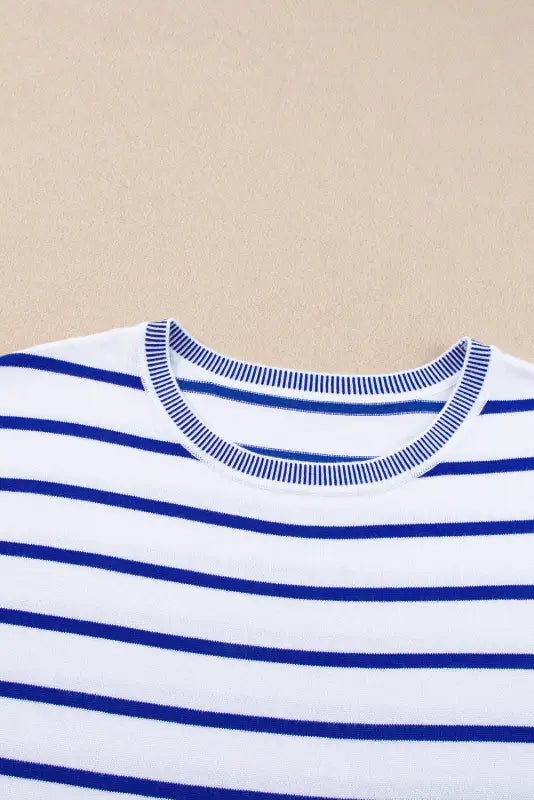 Sky blue stripe t-shirt with a relaxed fit and round neckline