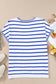 Sky blue stripe short-sleeved shirt with round neckline - relax in style