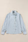 Sky blue striped frill-trim shirt