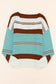 Sky blue striped pattern knit v neck sweater - sweaters & cardigans