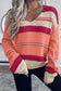 Sky blue striped pattern knit v neck sweater - sweaters & cardigans