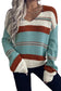 Sky blue striped pattern knit v neck sweater - sweaters & cardigans