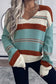 Sky blue striped pattern knit v neck sweater - sweaters & cardigans