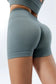 Sky blue textured butt lifting high waist yoga shorts - active