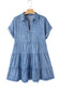 Sky blue tiered denim dress - dresses/mini dresses