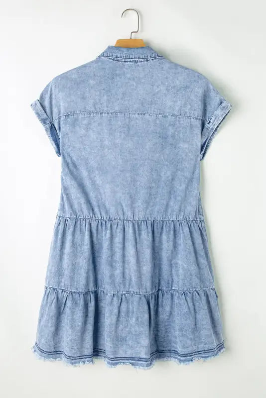 Sky blue tiered denim dress - dresses/mini dresses