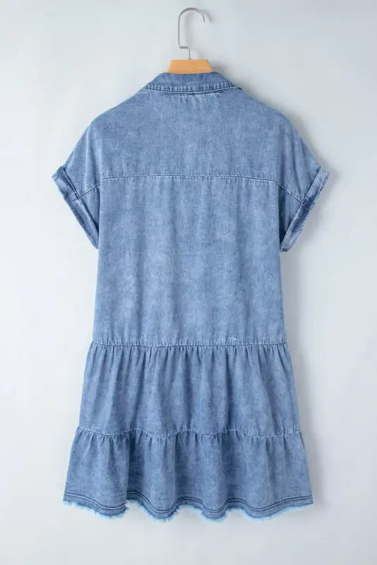 Sky blue tiered denim dress - dresses/mini dresses