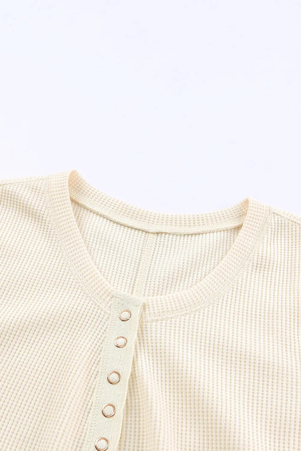 Sky blue waffle knit long sleeve buttoned henley top - tops