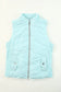 Sky blue zip-up side pockets puffer vest