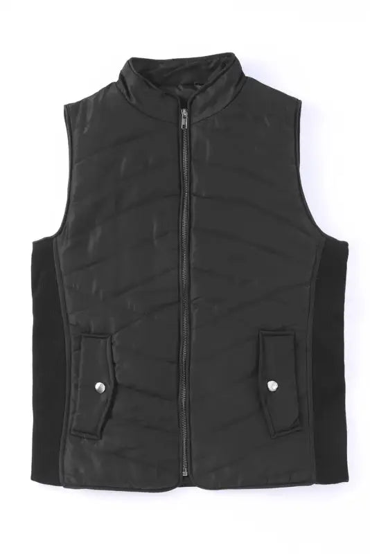 Sky blue zip-up side pockets puffer vest