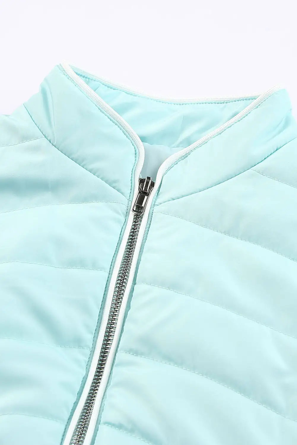 Sky blue zip-up side pockets puffer vest
