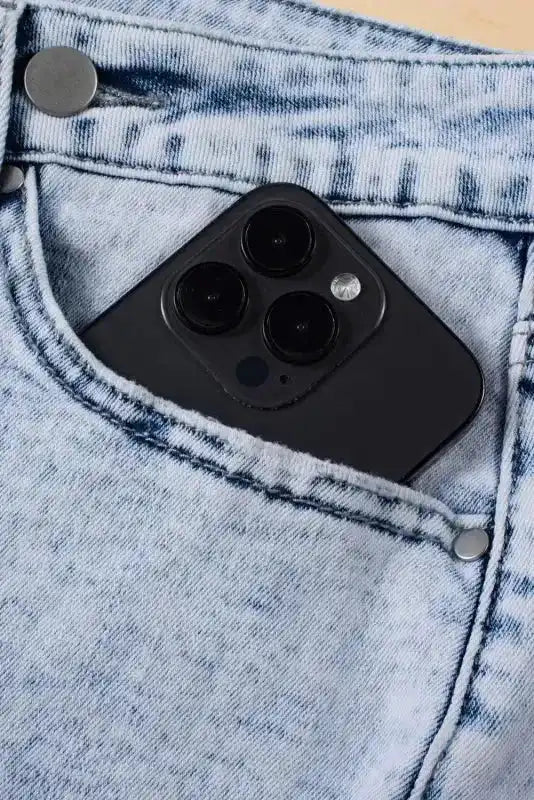 Skyline Fray Crossed Denim Shorts - Fashionfitz