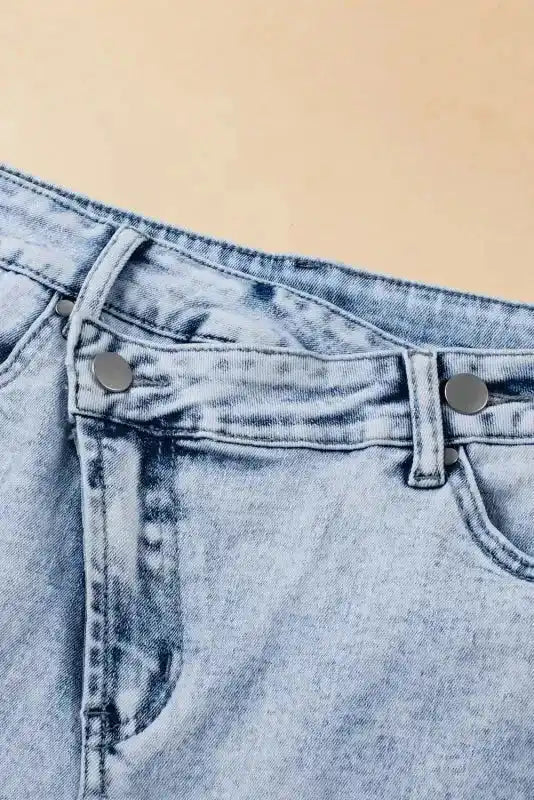 Skyline Fray Crossed Denim Shorts - Fashionfitz