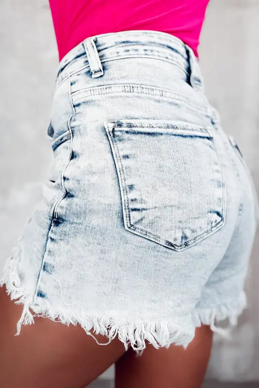 Women’s denim shorts| skyline fray crossed fashionfitz