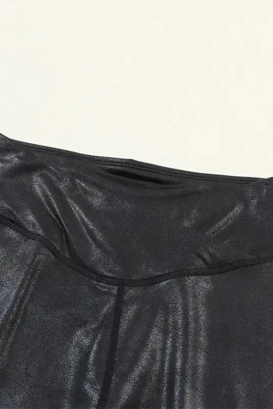 Sleek Leather Leggings - Crossed Dip Waist - Fashionfitz