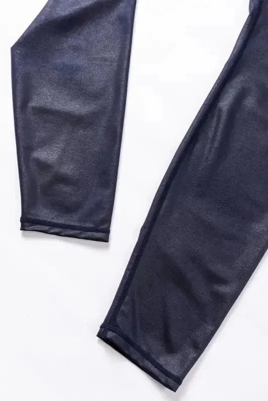 Sleek Leather Leggings - Crossed Dip Waist - Fashionfitz