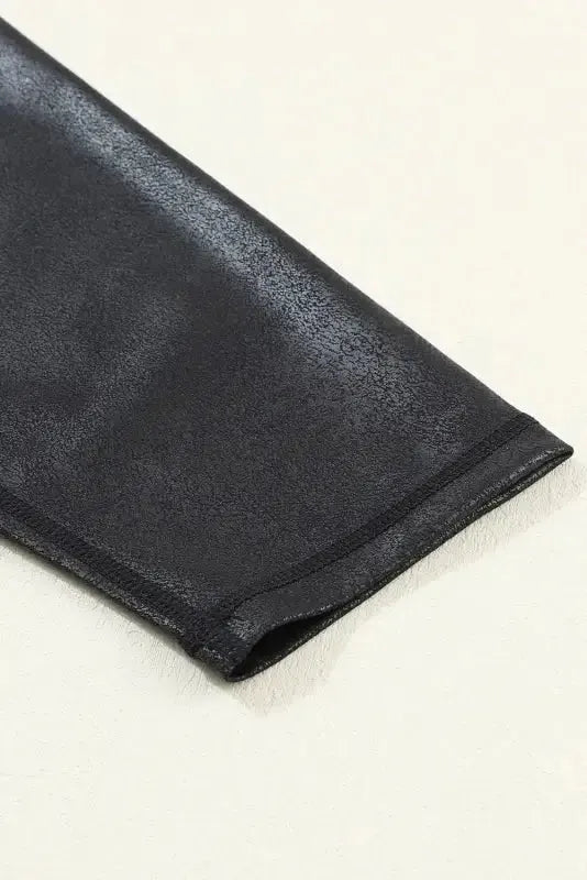 Sleek Leather Leggings - Crossed Dip Waist - Fashionfitz