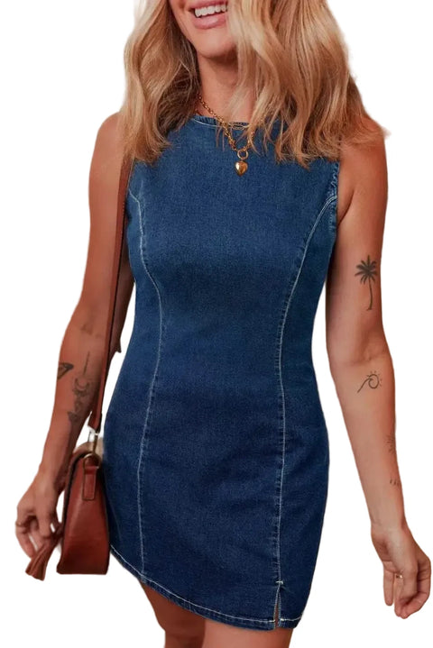 Mini Dresses Dirty blue / S / 72%Cotton+26%Polyester+2%Elastane Fashionfitz Sleek Mini Denim Dress for Stylish Looks