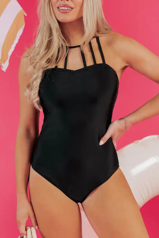 Sleek strappy one-piece swimsuit