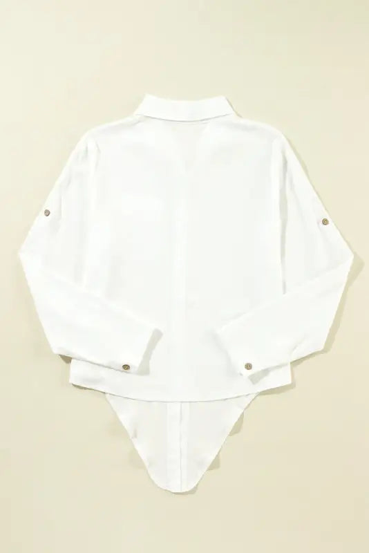 Sleeve-up chic white blouse - blouses