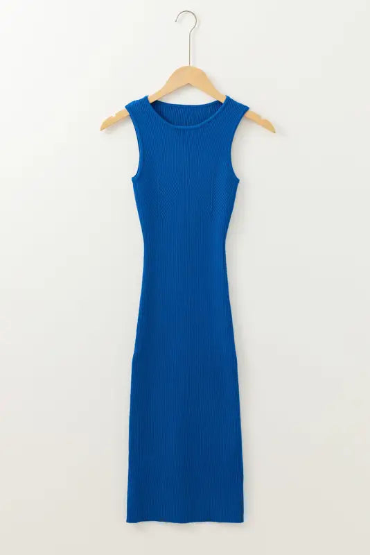 Sleeveless jumper dress - ribbed knit sheath midi