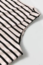 Slim Maxi Dress - White Striped Sleeveless Buttoned - Fashionfitz